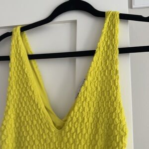 Yellow Textured Sleeveless Dress